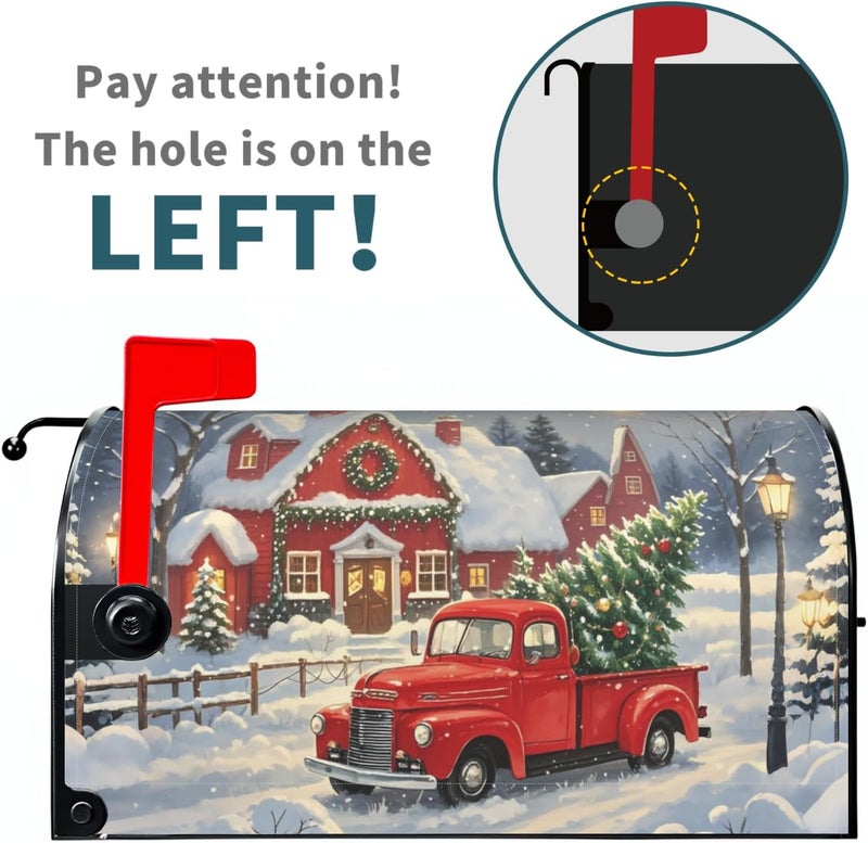 Aytipun Christmas Mailbox Covers Magnetic Standard Size Red Truck House Xmas Winter Scene Mailbox Wraps Holiday Themed Outdoor Decorative Letter Box Cases for Home Garden Outside Decor, 21x18 Inch - Image 3